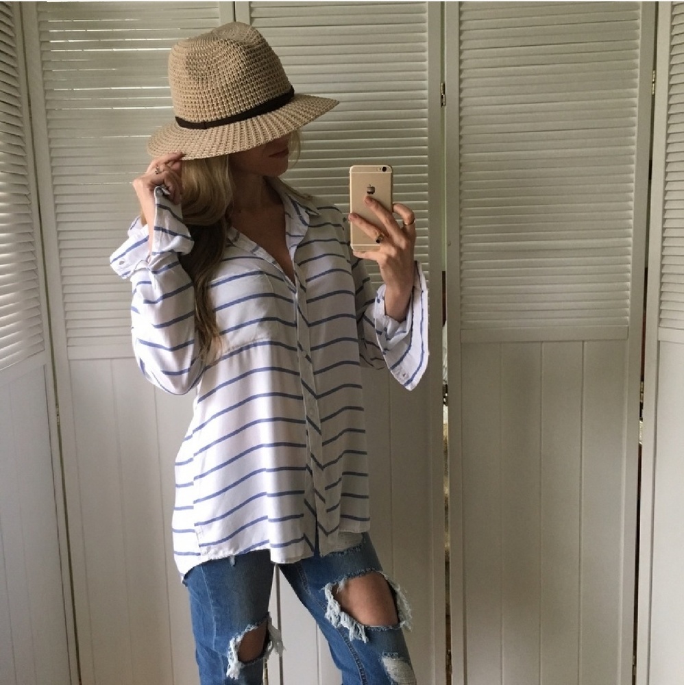 Vintage Blue Striped Button Down